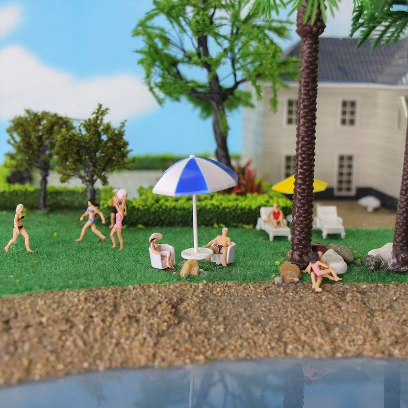 Evemodel P8719 40pcs Model Trains Swimming Figures 1:87 Scale HO Scale People Scenery Layout Landscape Miniature - Image 3